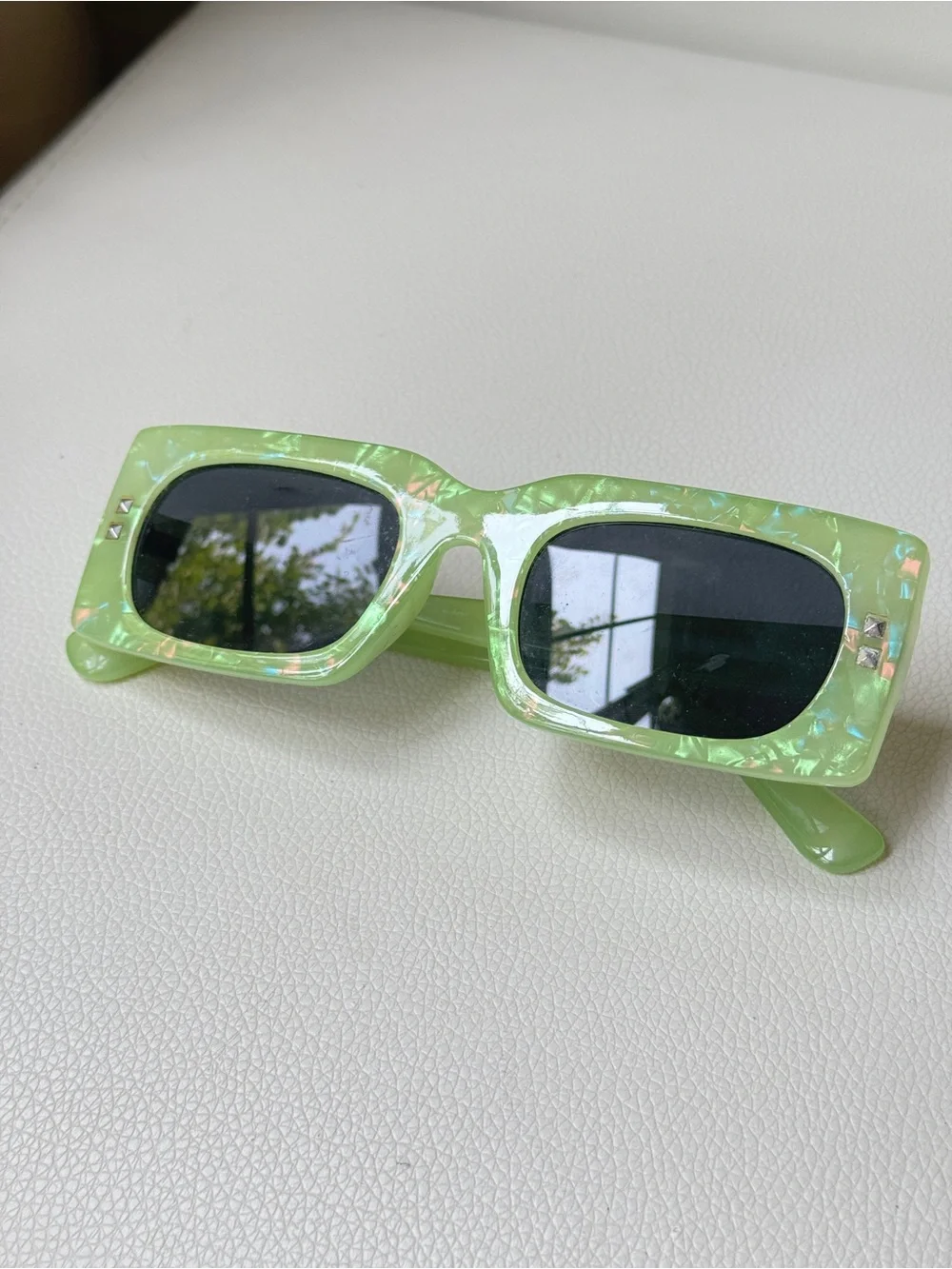 Target Green Iridescent Rectangle Sunglasses